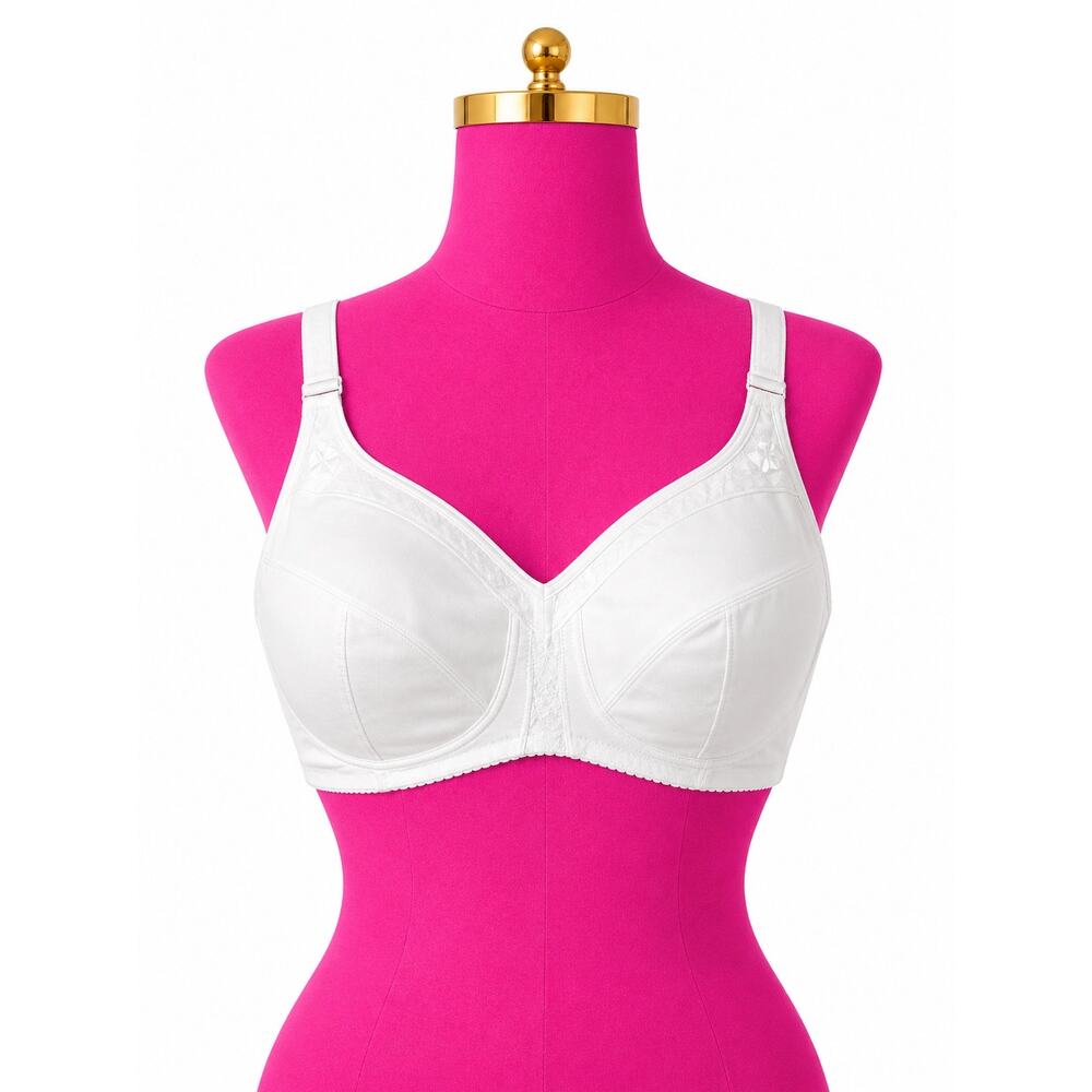 Comfort Choice Front Close Wireless Posture Bra, White 44G New